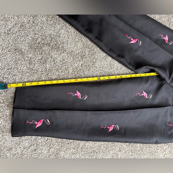 Vintage Pink and Black Flamingo Women's pants and top. Silk. - Picture 7 of 8
